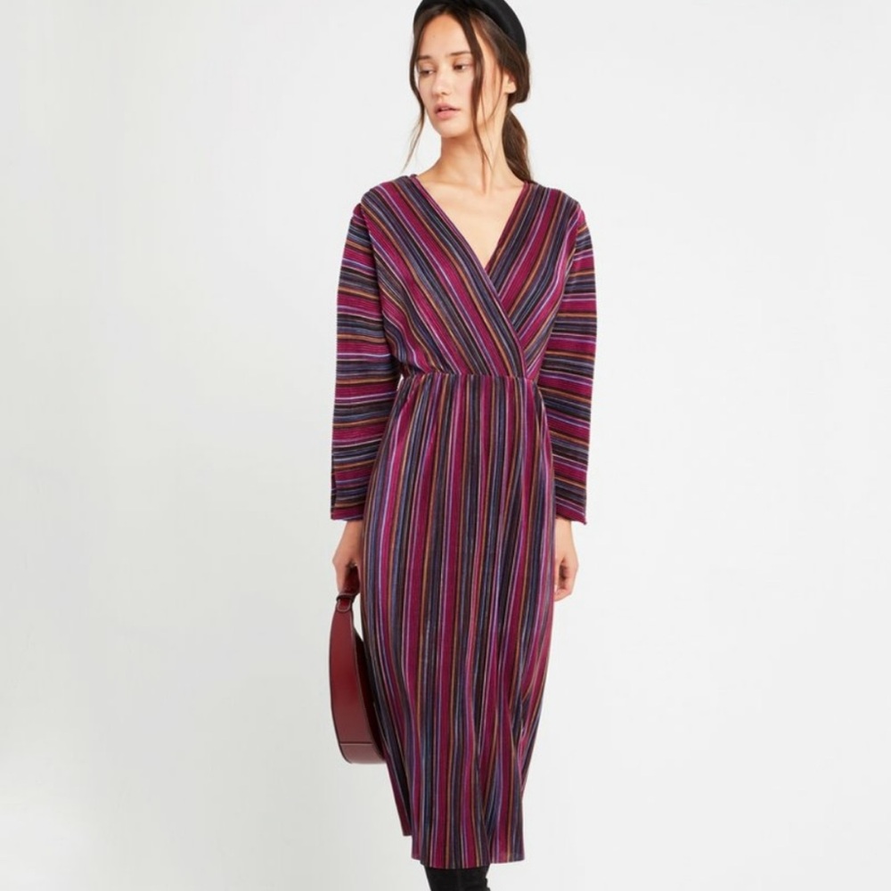 Anthropologie CAARA Zeno Dress NWT LP purple stripe